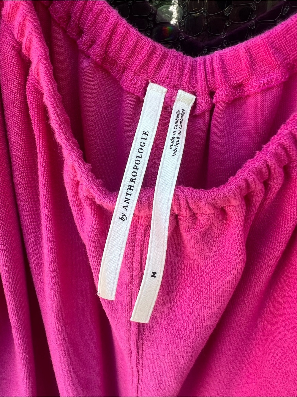Anthropologie Hot Pink Tie-Shoulder Terry Cloth Cropped Asymmetrical Jumpsuit - Picture 4 of 14